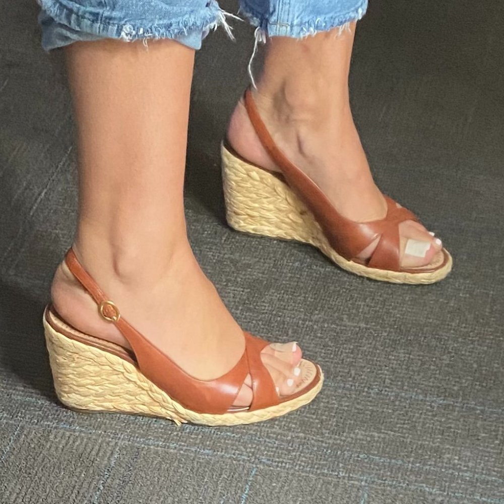 Brown Leather & Raffia B.P. Wedges- Nordstrom/Brass Plum (B.P.)
